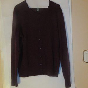 Lord Taylor 100% Cashmere Cardigan DEEP BURGUNDY XL
